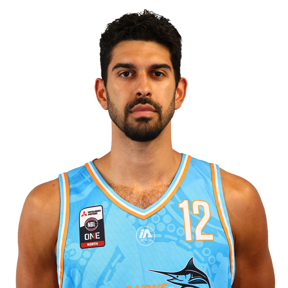 Male basketball player wearing a light blue jersey with the number 12, against a white background.