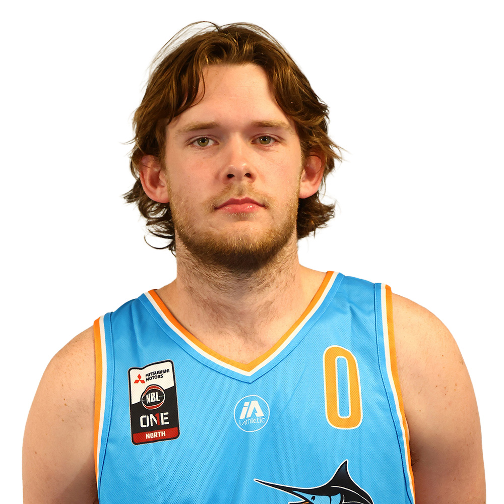 Portrait of a young man wearing a light blue basketball jersey with the number 0, standing against a white background.