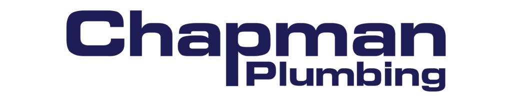 Chapman Plumbing logo in bold dark-blue lettering across a white background, showing the brand name as a single wordmark with 'Plumbing' stacked underneath.