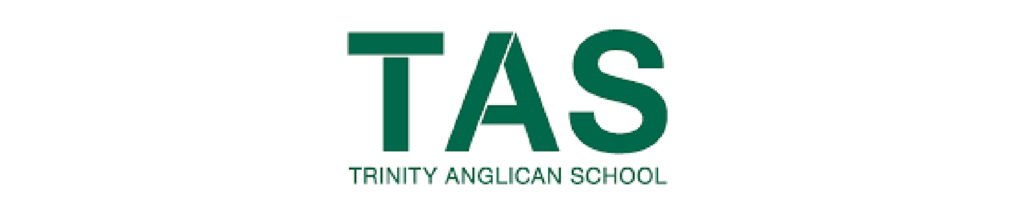 Trinity Anglican School (TAS) logo with green letters TAS and full name beneath